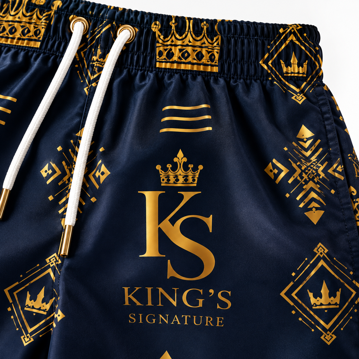 Kings Signature Resort Shorts| Navy Gold - – Craftsmanship Detail