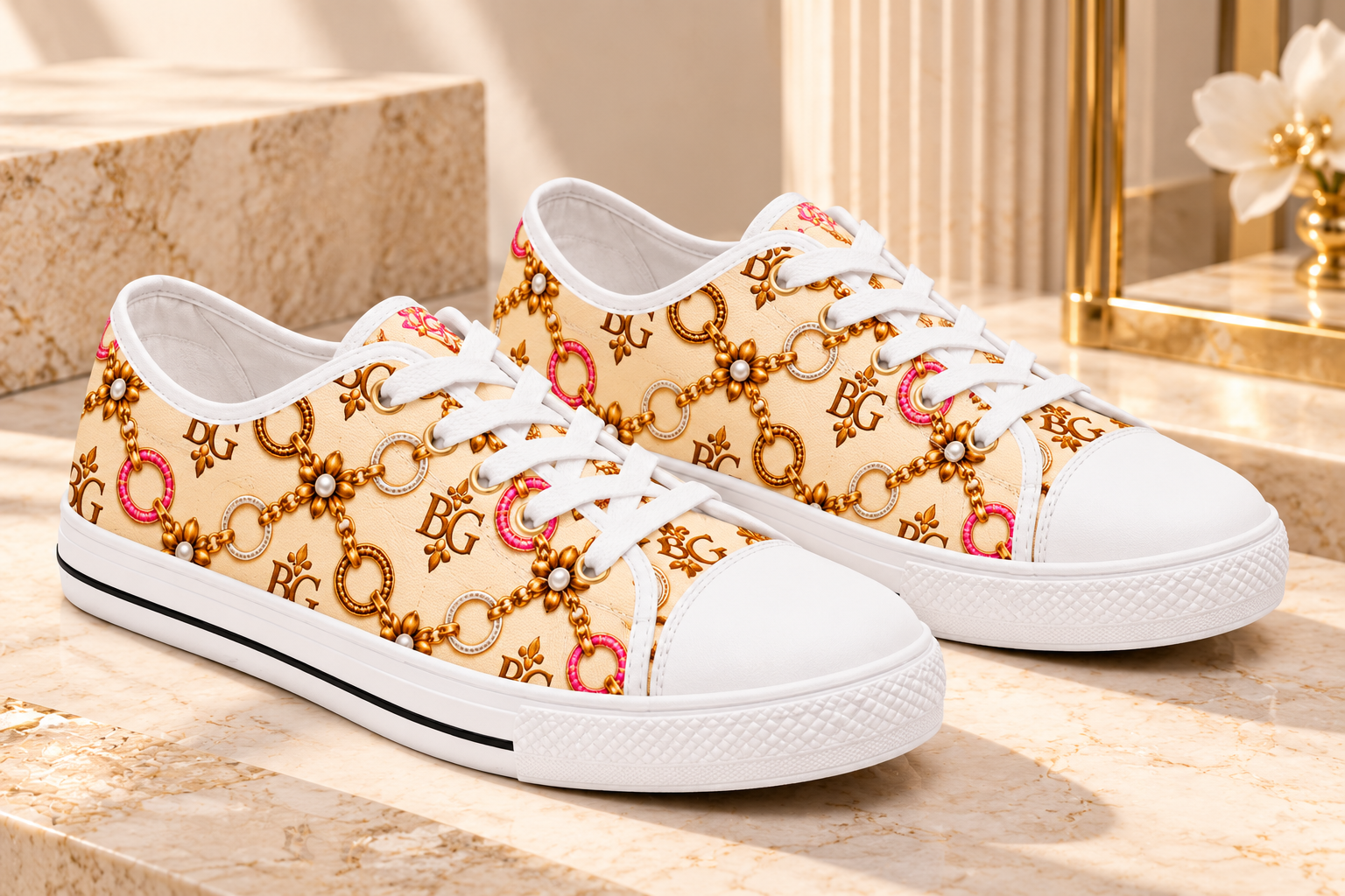 The Élan Rosé Link Sneaker – Front View