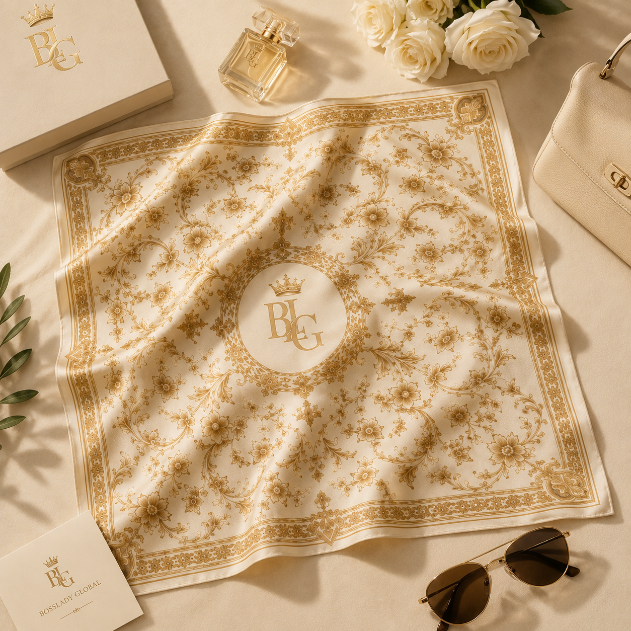 Le Jardin Royale Lumière Cream |  50" * 50" – Front View