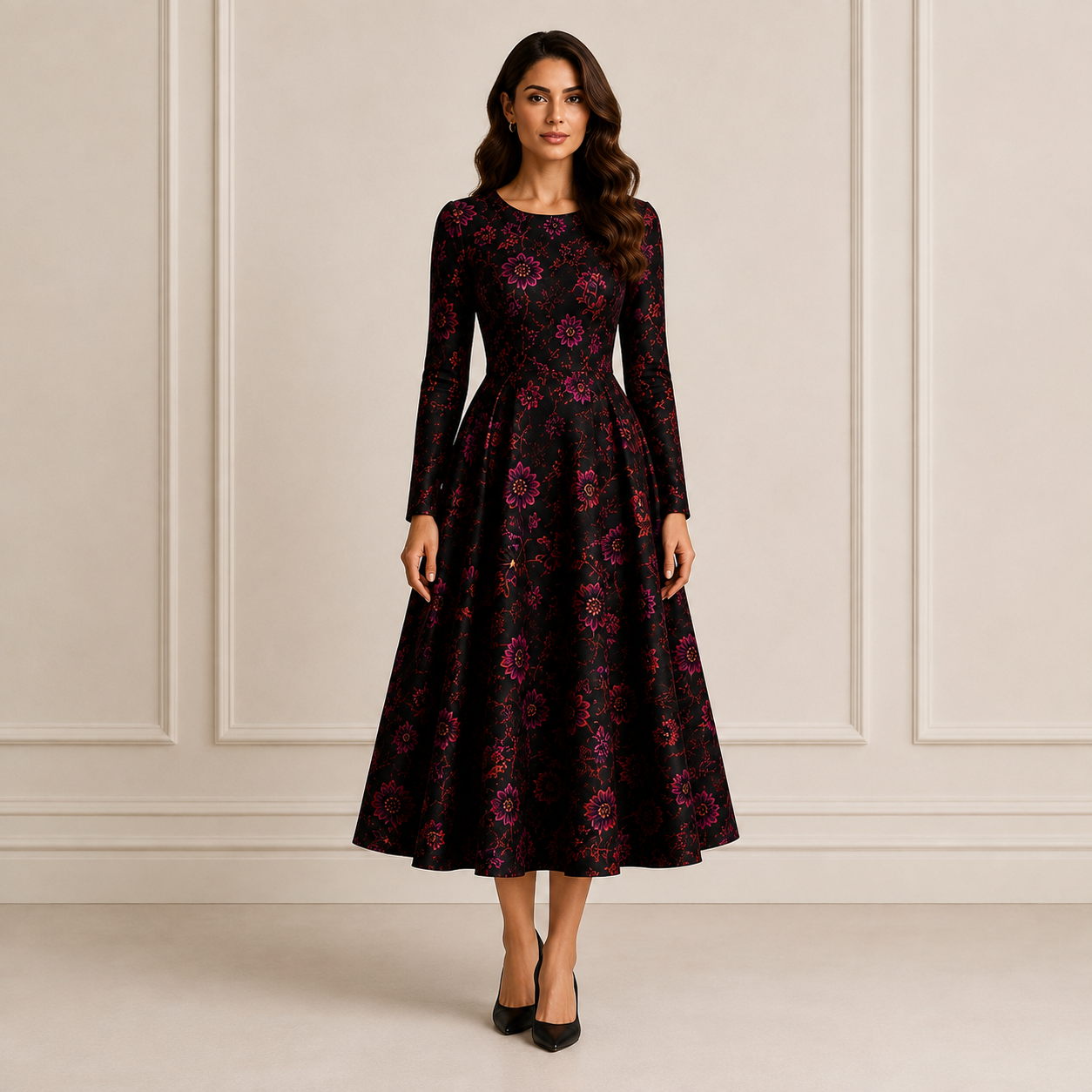 Le Jardin Nocturne Dress | Maison BLG Silhouette – Front View