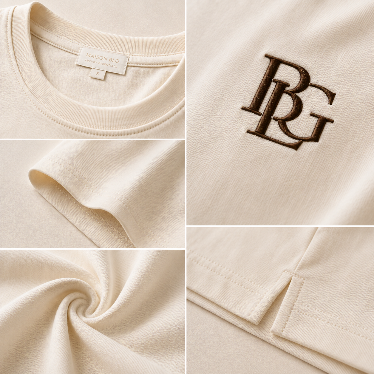Maison BLG Silhouette Couture Boxy Tee | chalk Mint & Ivory – Front View