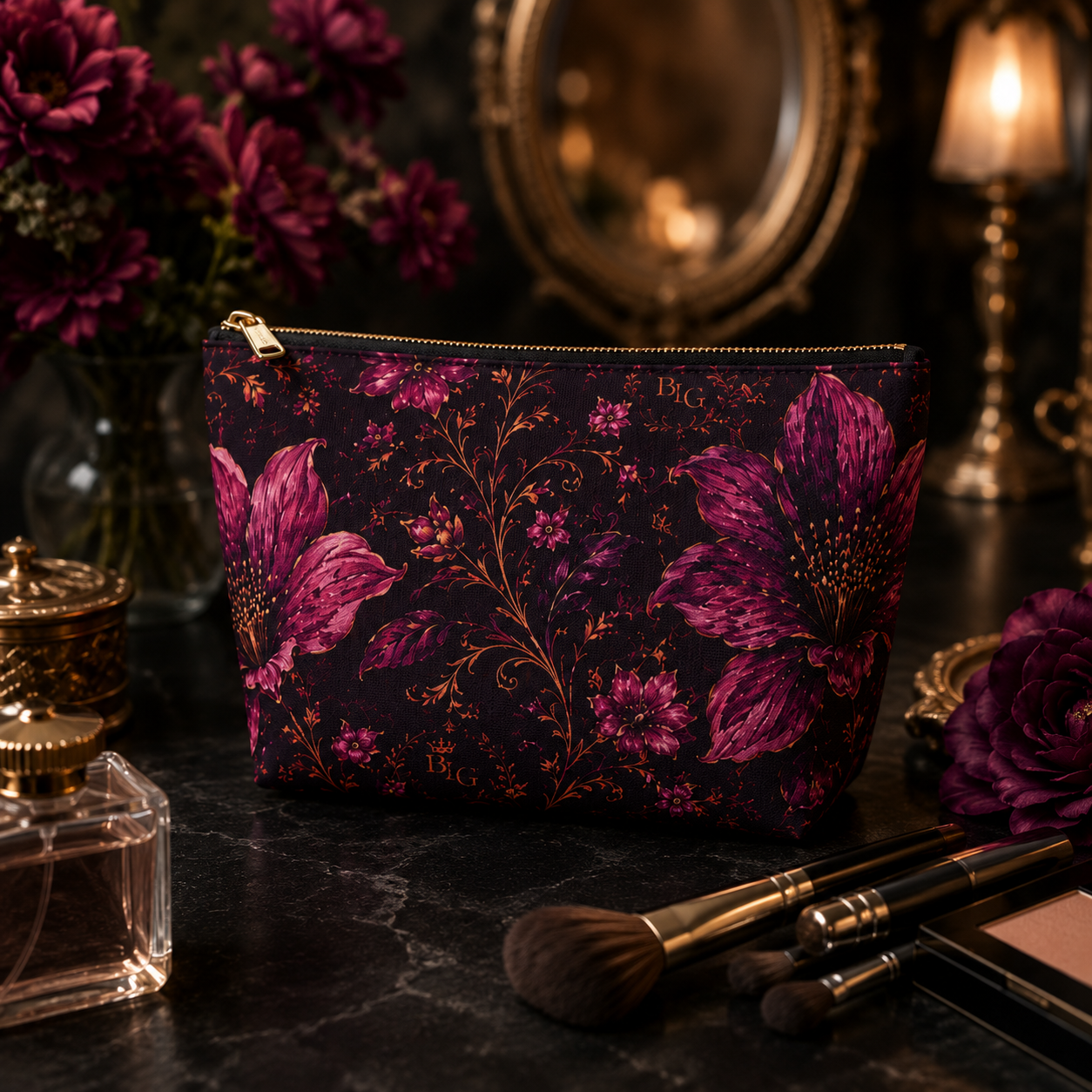Le Jardin Secret Beauty  Pouch | Maison BLG Signature Essentials – Front View