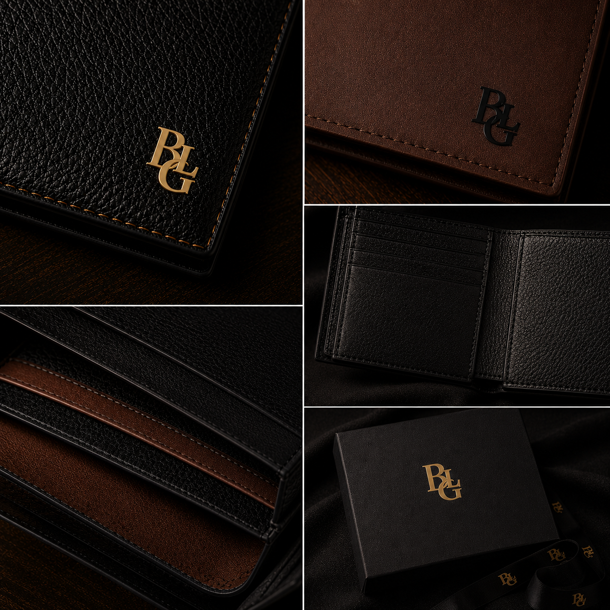 BLG  Leather Bi-Fold Wallet | Slim Flip Card Holder – Product Image