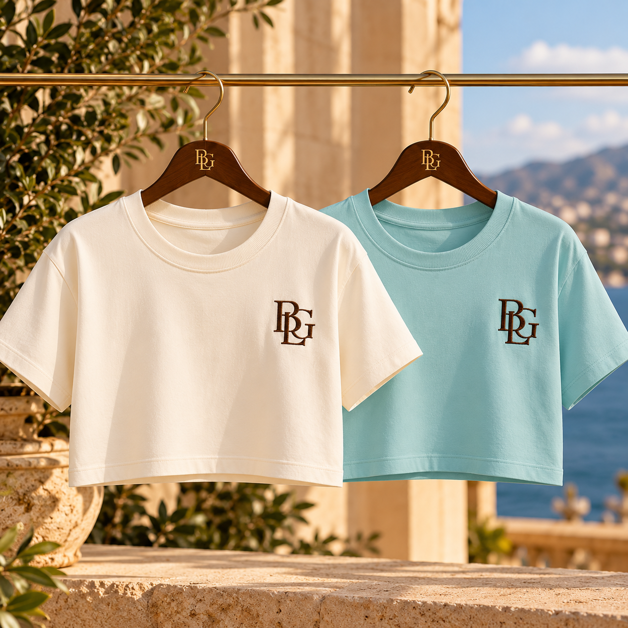 Maison BLG Silhouette Couture Boxy Tee | chalk Mint & Ivory