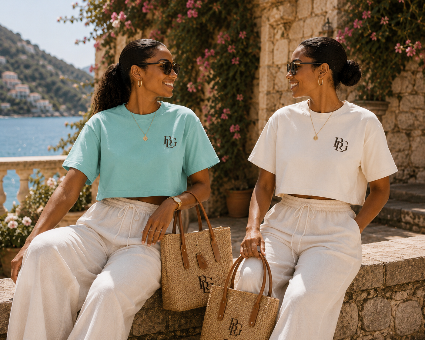 Maison BLG Silhouette Couture Boxy Tee | chalk Mint & Ivory – Craftsmanship Detail