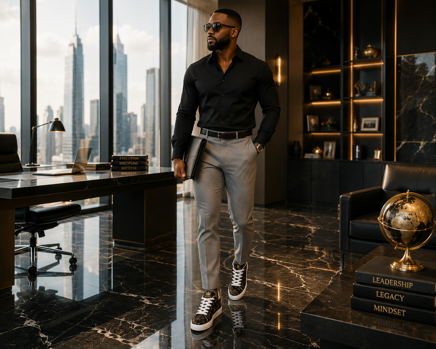 Blanc Noir Royal Monogram Crown Pattern Leather Sneakers | Kings Signature  – Editorial Lifestyle