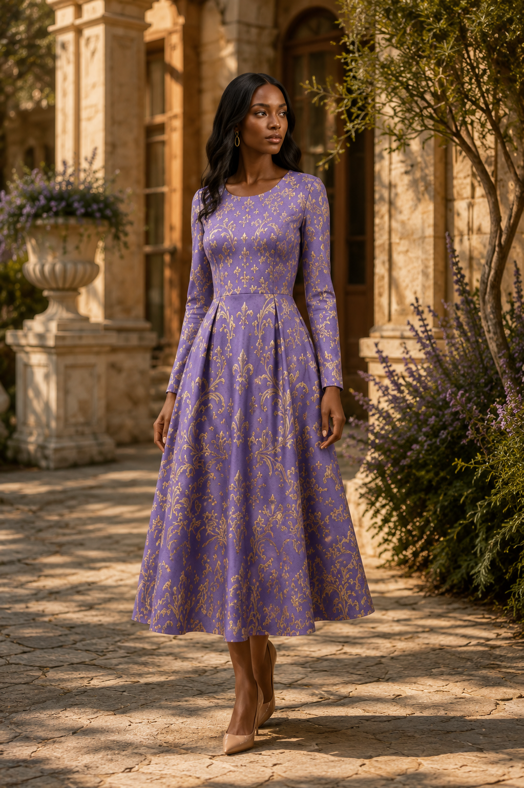  Maison BLG Silhouette – Lilac long Dress | Lilac Purple  – Front View