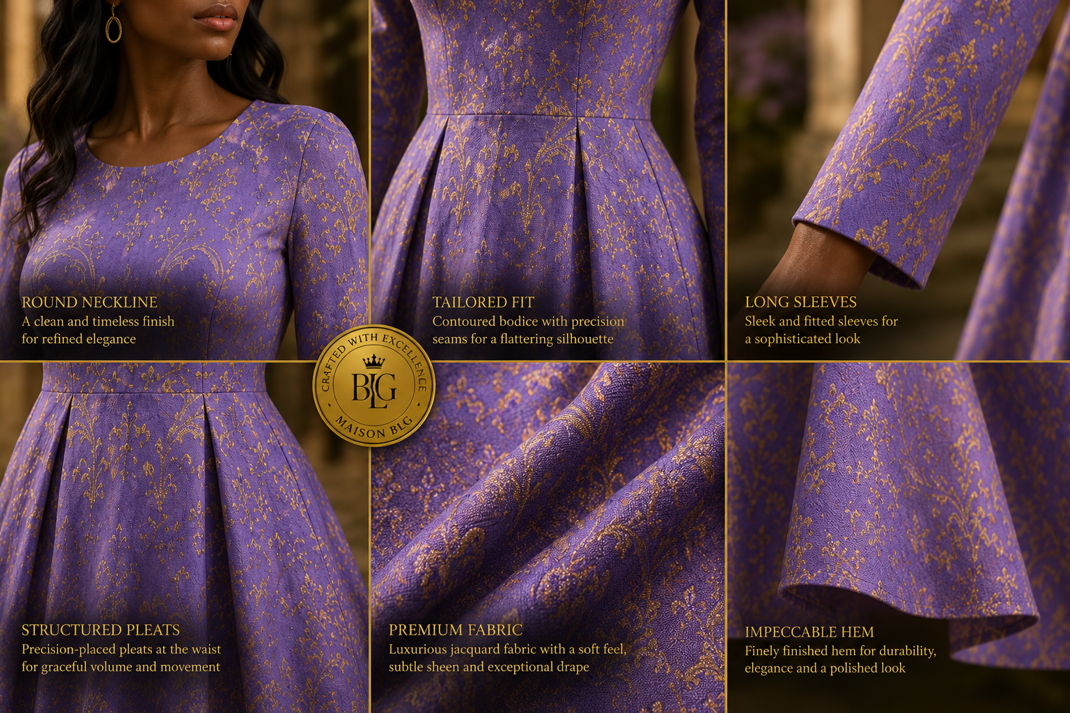  Maison BLG Silhouette – Lilac long Dress | Lilac Purple  – Editorial Lifestyle