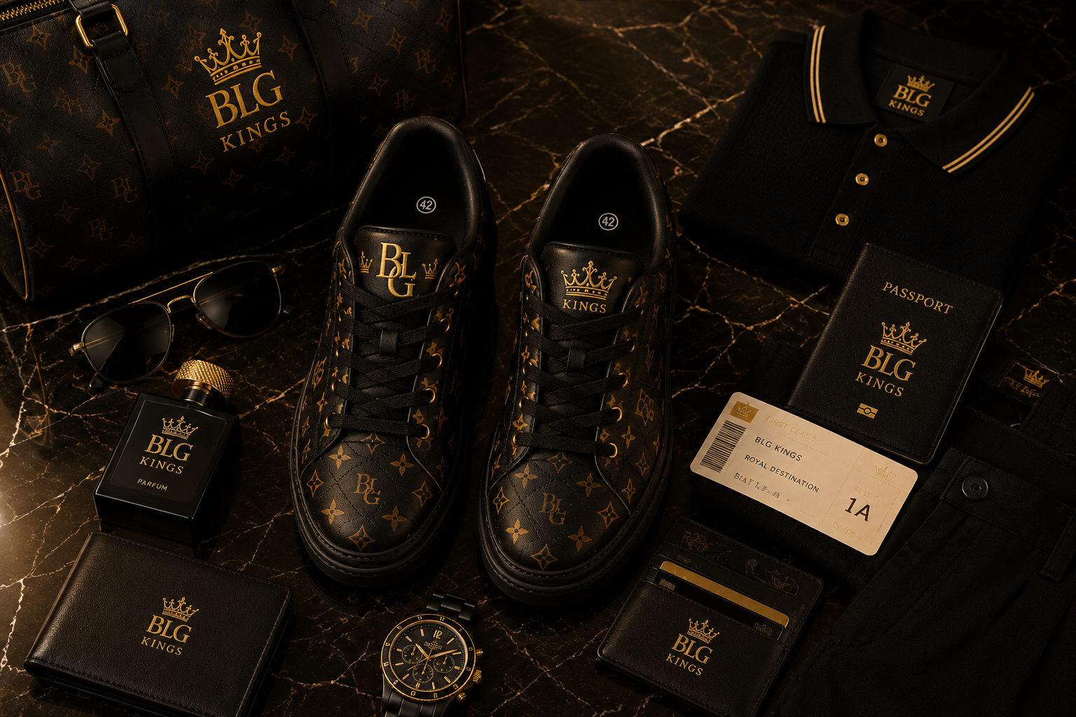 Noir Royal Kings signature Monogram Sneakers  – Editorial Lifestyle