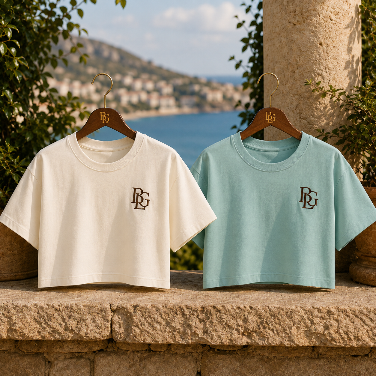 Maison BLG Silhouette Couture Boxy Tee | chalk Mint & Ivory