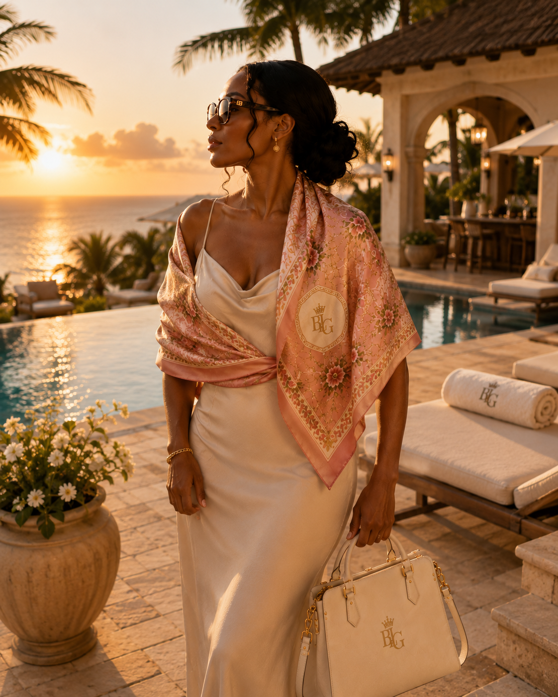 Le  Royale Rose  l  Blush Pink & Cream|50" * 50" – Editorial Lifestyle