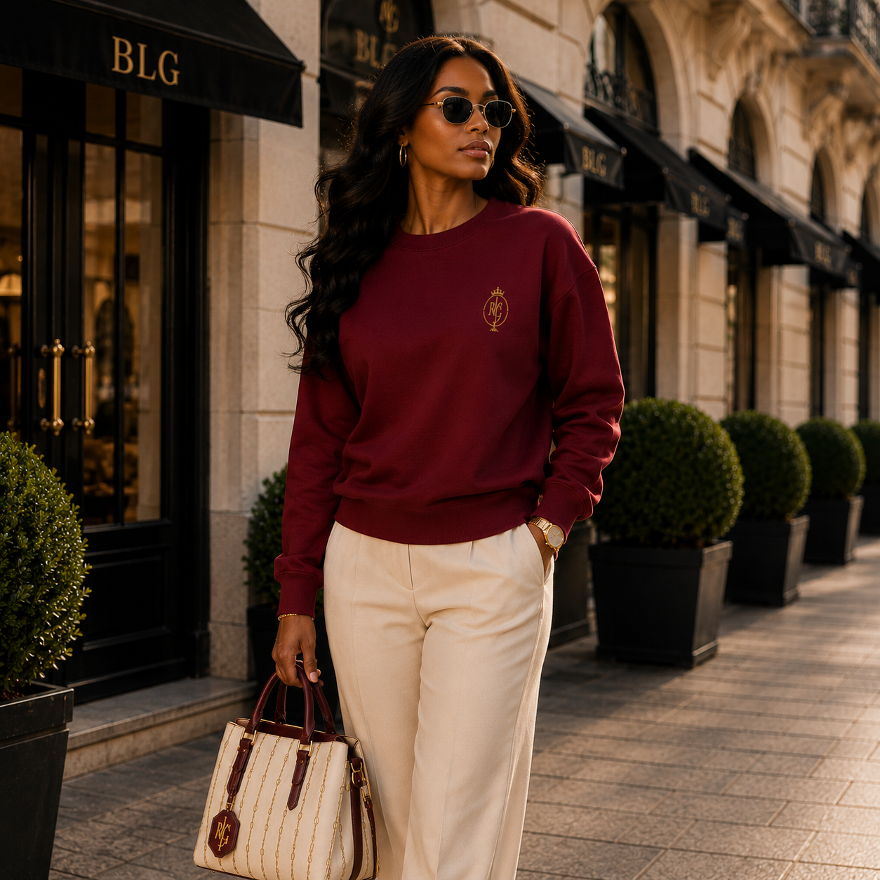 BLG Shiloutte Signature Crown sweatshirt – Craftsmanship Detail