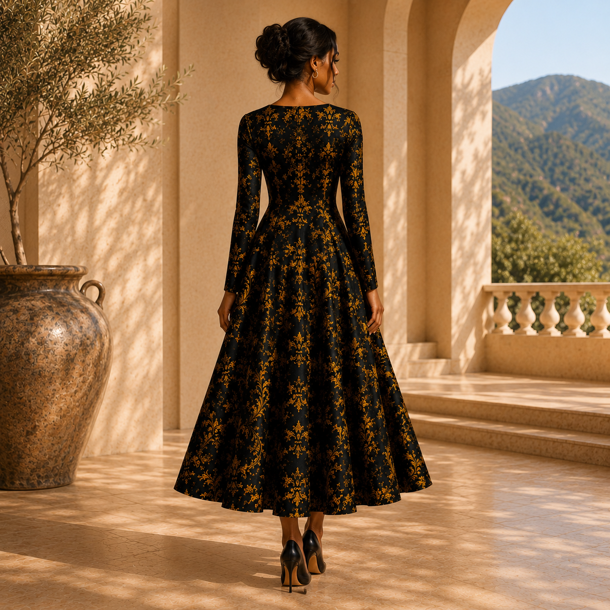 Maison BLG Silhouette – Noir Long Dress | Noir Gold  – Movement & Silhouette